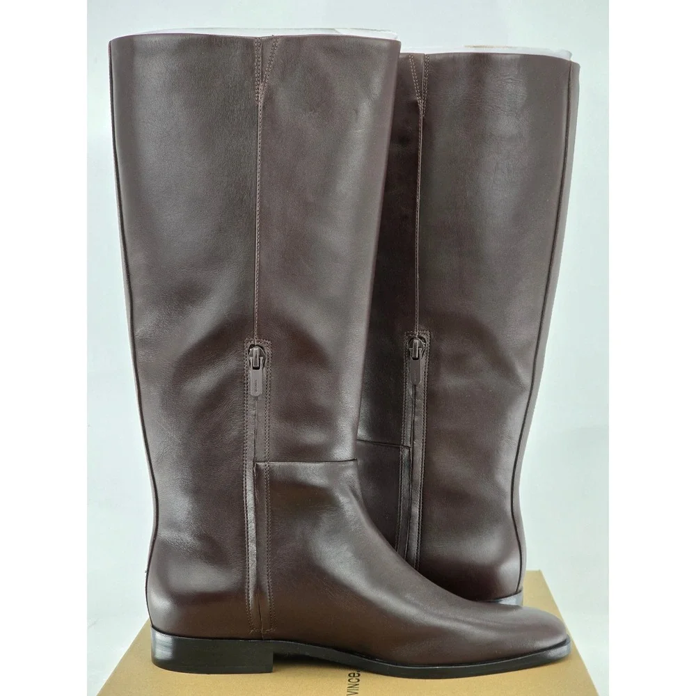 Vince Martell Knee High Boots Women Size 9 Brown Leather Wide Calf - New